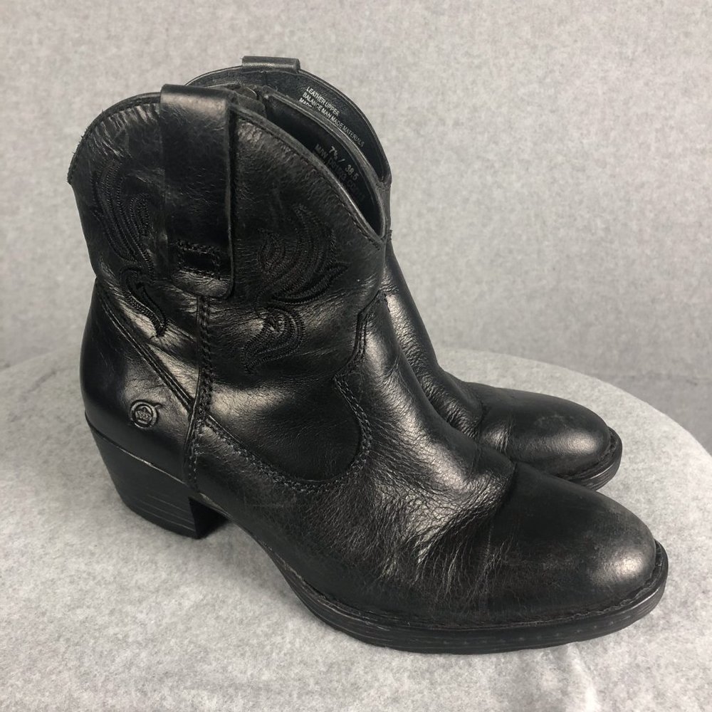 Born Black Leather Ankle Western Boot Size 7.5
